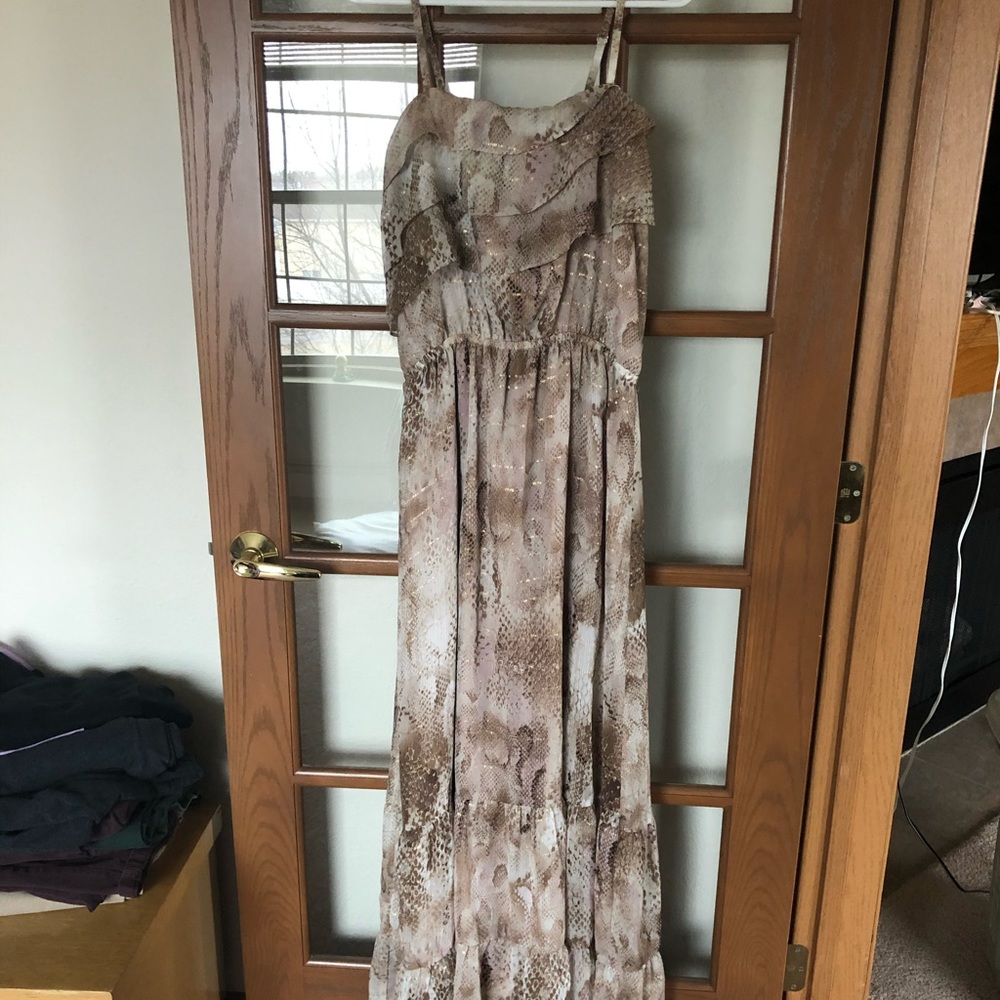 Animal printed floor length dress.
